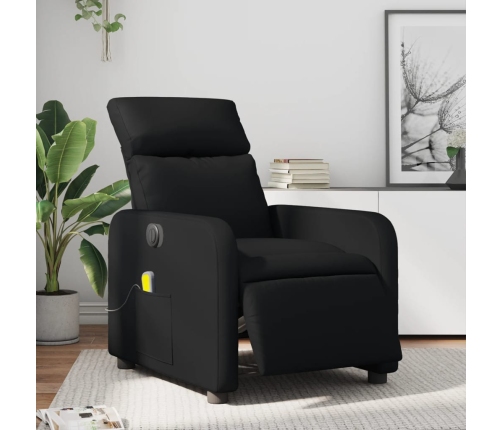 Sillón de masaje reclinable eléctrico cuero sintético negro