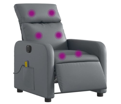 Sillón de masaje reclinable eléctrico cuero sintético gris