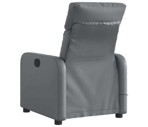 Sillón de masaje reclinable eléctrico cuero sintético gris