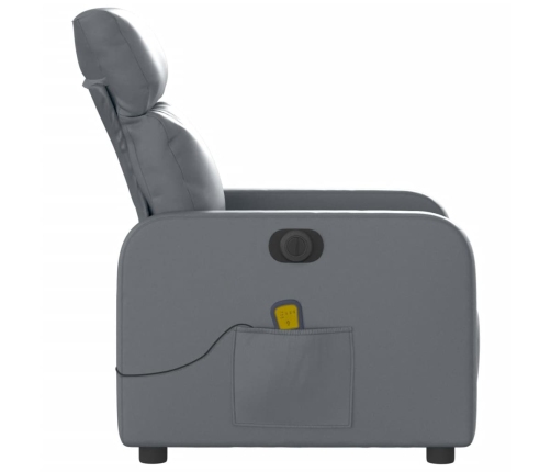 Sillón de masaje reclinable eléctrico cuero sintético gris