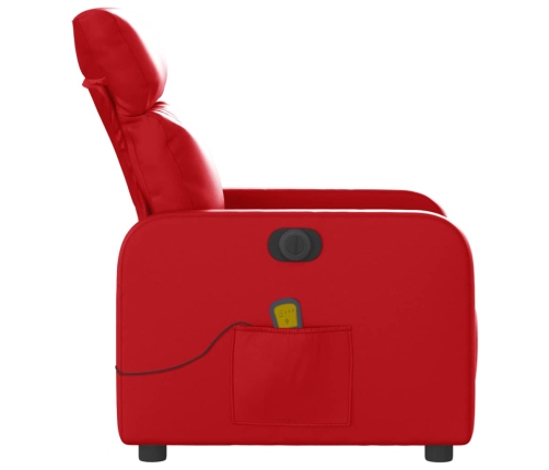 Sillón de masaje reclinable eléctrico de cuero artificial rojo