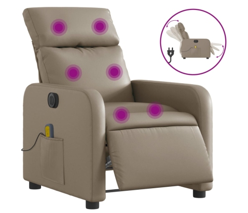 Sillón reclinable de masaje eléctrico cuero sintético capuchino