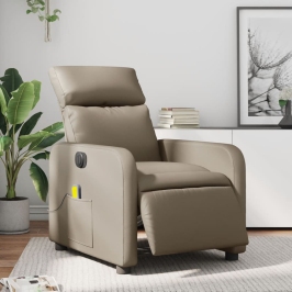 Sillón reclinable de masaje eléctrico cuero sintético capuchino