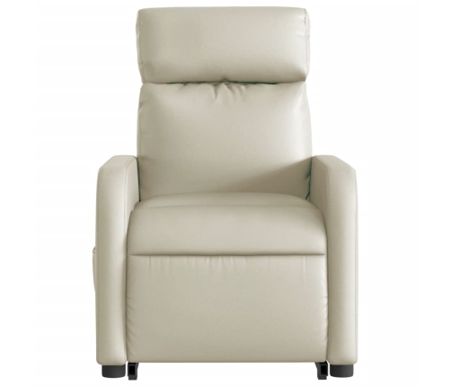 Sillón reclinable elevable cuero artificial color crema