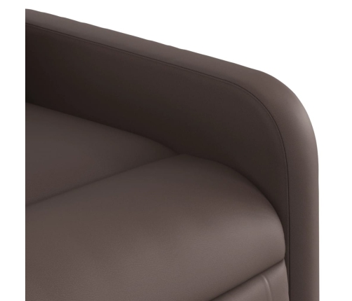 Sillón reclinable elevable cuero sintético marrón