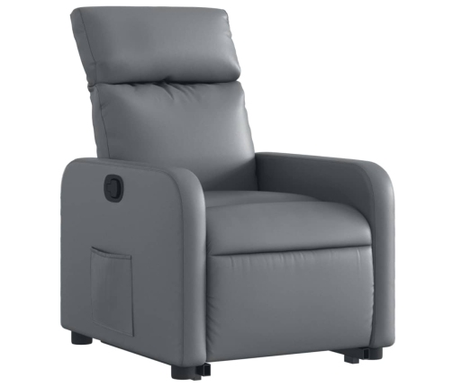 Sillón reclinable elevable cuero artificial gris