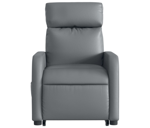 Sillón reclinable elevable cuero artificial gris