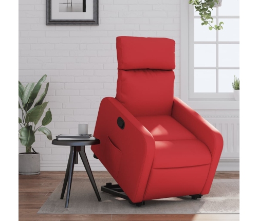 Sillón reclinable elevable cuero artificial rojo