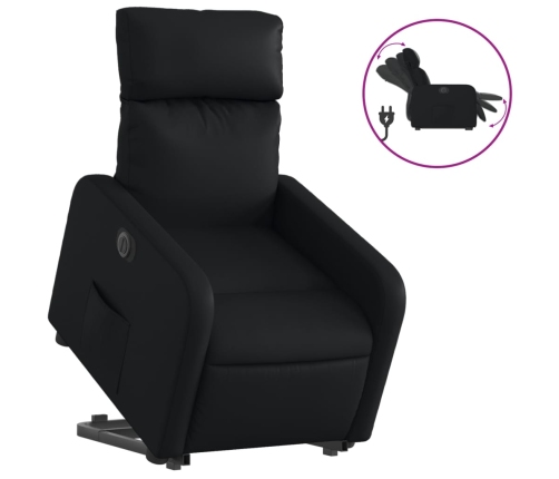 Sillón reclinable y elevable eléctrico cuero sintético negro