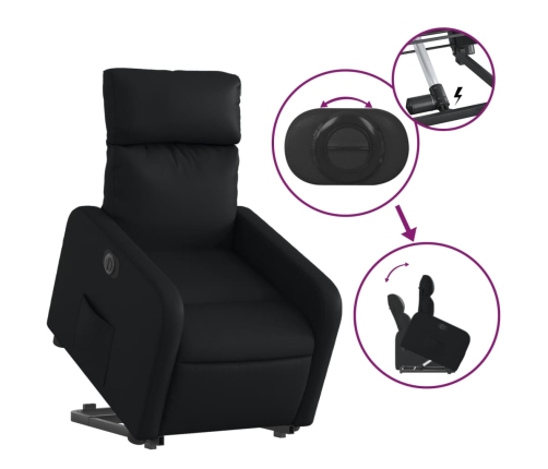 Sillón reclinable y elevable eléctrico cuero sintético negro