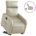 Sillón reclinable elevable eléctrico de cuero sintético crema