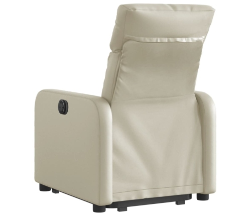 Sillón reclinable elevable eléctrico de cuero sintético crema