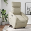 Sillón reclinable elevable eléctrico de cuero sintético crema