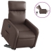 Sillón reclinable elevable eléctrico de cuero sintético marrón