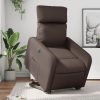 Sillón reclinable elevable eléctrico de cuero sintético marrón