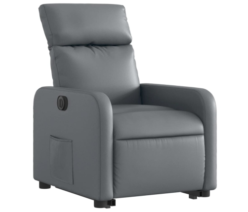 Sillón reclinable elevable eléctrico de cuero sintético gris