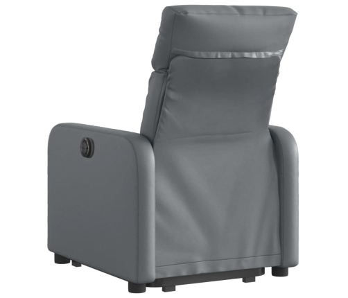 Sillón reclinable elevable eléctrico de cuero sintético gris