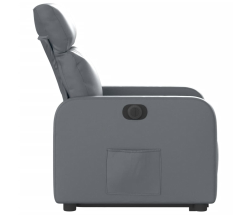 Sillón reclinable elevable eléctrico de cuero sintético gris