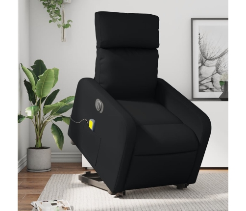 Sillón de masaje elevable eléctrico cuero sintético negro