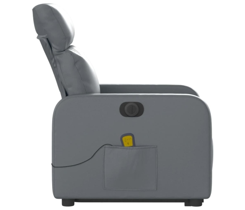 Sillón de masaje elevable eléctrico cuero sintético gris