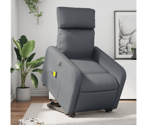 Sillón de masaje elevable eléctrico cuero sintético gris