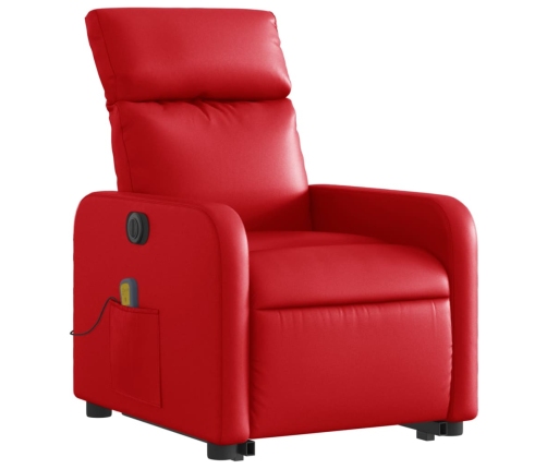 Sillón de majaje elevable eléctrico cuero artificial rojo