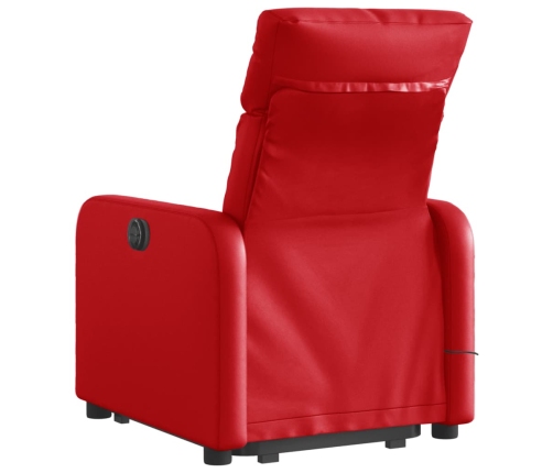 Sillón de majaje elevable eléctrico cuero artificial rojo