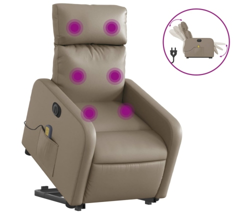 Sillón reclinable de masaje eléctrico cuero sintético capuchino