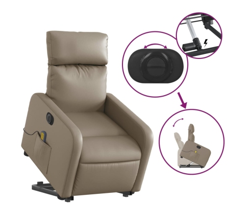 Sillón reclinable de masaje eléctrico cuero sintético capuchino