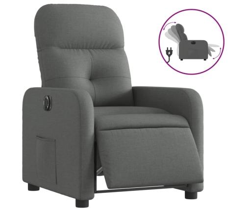 Sillón reclinable eléctrico de tela gris oscuro