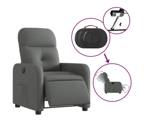 Sillón reclinable eléctrico de tela gris oscuro