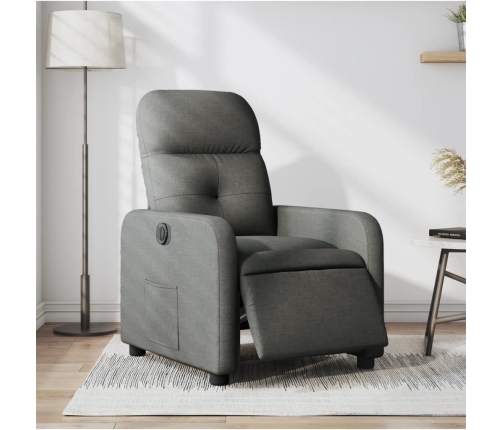 Sillón reclinable eléctrico de tela gris oscuro