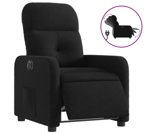 Sillón reclinable eléctrico de tela negro