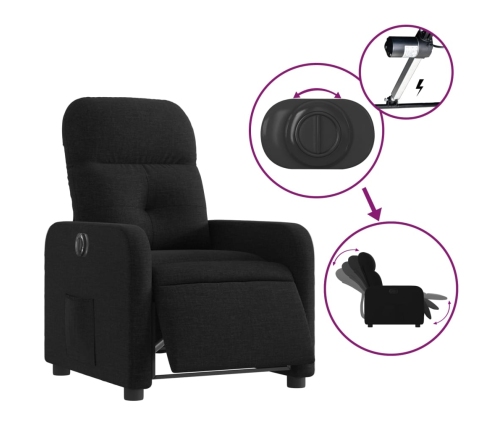 Sillón reclinable eléctrico de tela negro