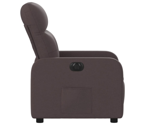 Sillón reclinable eléctrico tela marrón oscuro