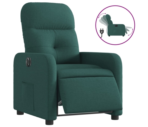 Sillón reclinable eléctrico tela verde oscuro