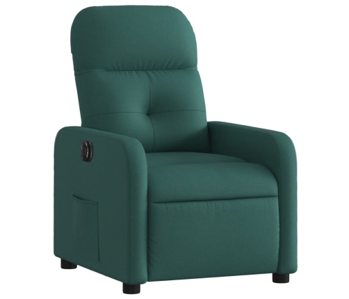 Sillón reclinable eléctrico tela verde oscuro