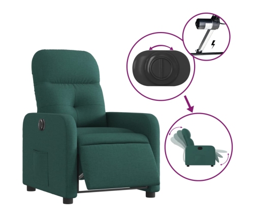 Sillón reclinable eléctrico tela verde oscuro