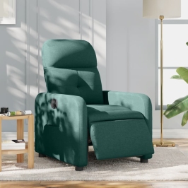 Sillón reclinable eléctrico tela verde oscuro