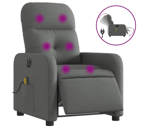 Sillón reclinable de masaje eléctrico tela gris oscuro