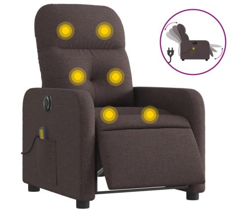 Sillón reclinable de masaje eléctrico tela marrón oscuro