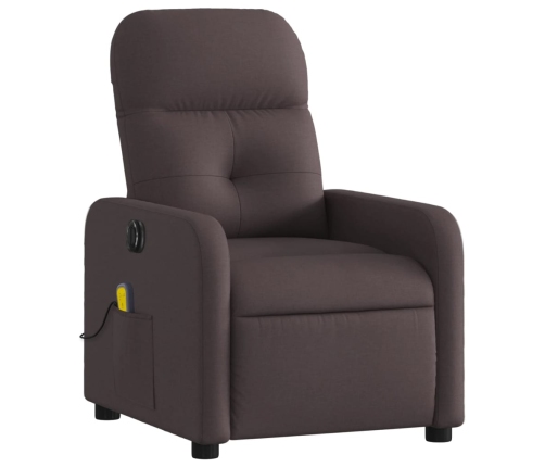 Sillón reclinable de masaje eléctrico tela marrón oscuro