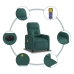 Sillón reclinable de masaje eléctrico tela verde oscuro