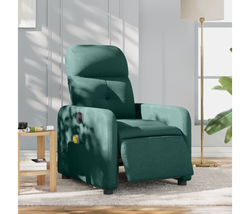 Sillón reclinable de masaje eléctrico tela verde oscuro