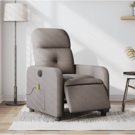 Sillón reclinable de masaje eléctrico tela gris taupe