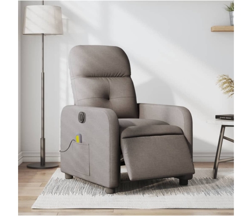 Sillón reclinable de masaje eléctrico tela gris taupe