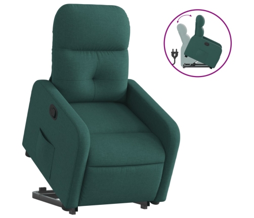 Sillón reclinable elevable tela verde oscuro