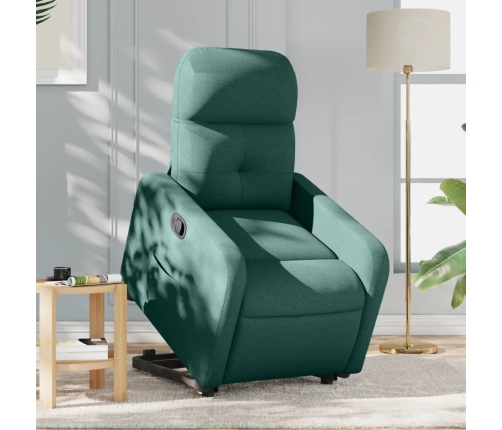 Sillón reclinable elevable tela verde oscuro