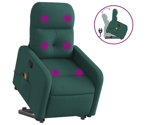 Silla de masaje reclinable de pie de tela verde oscura