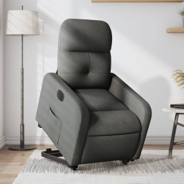 Sillón eléctrico reclinable elevable de tela gris oscuro